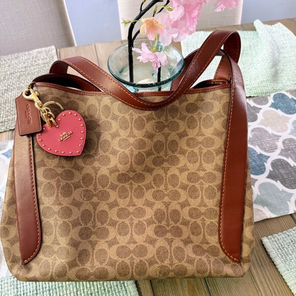 Coach Hadley Hobo 79249 Signature Canvas Bag with Heart Charm - Picture 13 of 16